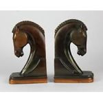 vintage art deco copper trojan horse bookends