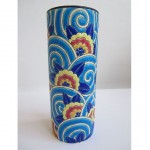 vintage art deco faience de longwy handpainted enamel vase