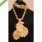 vintage castlecliff triple bird necklace
