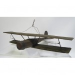 vintage copper folk art biplane airplane