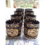 vintage culver 22kt gold and black rock glasses