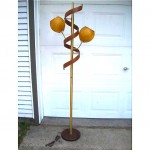 vintage danish modern spun fiberglass teak floor lamp z