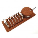 vintage danish teak stainless steel toast rack and lidded jam pot