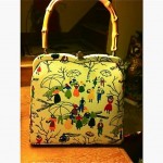 vintage folk art print handbag