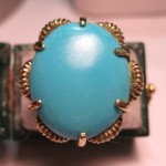 vintage huge sleeping beauty turquoise 10k gold ring