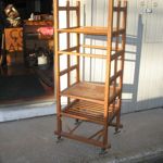 vintage industrial wood rack with casters