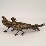 vintage italian silver over bronze pheasants