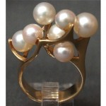 vintage j arnold frew modernist 14k pearl cocktail ring