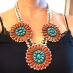 vintage massive navajo coral turquoise necklace