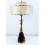 vintage mid-century table lamp with fiberglass shade