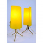 vintage pair of 1950s plastic brass bedside lamps z