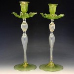 vintage pair of c 1910 salviati glass candlesticks