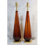 vintage pair of seguso glass lamps