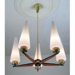 vintage teak and glass mid-century chandelier z