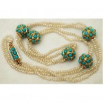 vintage victorian seed pearl and turquoise necklace