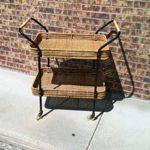 vintage wicker and iroan bar cart