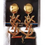 vintage ysl logo earrings