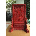 antique chinese cinnabar lacquer table screen