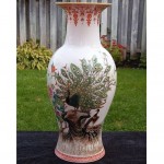 antique chinese famille rose peacock poem vase