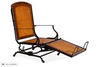 antique folding campaign chaise