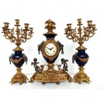 antique german gilt porcelain clock and candelabra