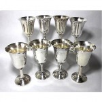 antique set of cartier solid sterling goblets