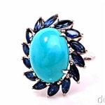 vintage turquoise and saphire cluster ring