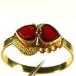 vintage 18k natural double ruby heart ring