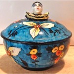 vintage 1930s limoges porcelain pierrot powder puff canister