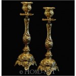 vintage 1930s pair of bronze cast candlesticks