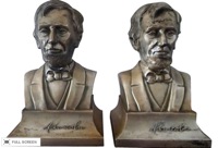 vintage 1960s brass lincoln bookends