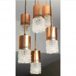 vintage 1960s danish glass and copper pendant chandelier