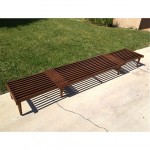 vintage 1960s expandable walnut slat bench