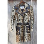 vintage 1960s faux leopard leather trim coat