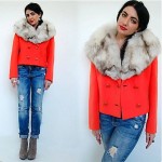 vintage 1960s wool blazer with fox fur collar