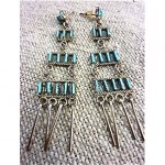 vintage 1970s zuni needlepoint turquoise earrings