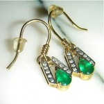 vintage art deco emerald and diamond earrings