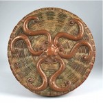 vintage arts & crafts dirk van erp copper decorated wicker basket