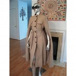 vintage camel wool belted cape coat