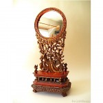 vintage chinese carved gold gilt wood mirror