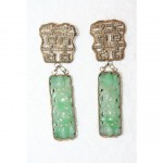 vintage chinese silver filigree jade earrings