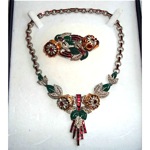 vintage coro camellia trembler duette and matching necklace