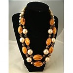 vintage double strand bakelite and pearl necklace