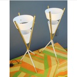 vintage gerald thurston for lightolier pair of tripod lamps