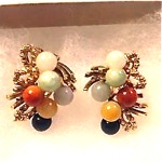 vintage gumps 14k gold multi-color jade earrings