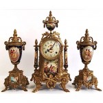 vintage hermle mantel clock garniture set