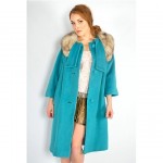 vintage lilli ann pastel wool fox trim coat