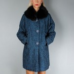 vintage mid-century fox collar tweed coat