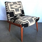 vintage mid-century pendleton upholstered walnut chair