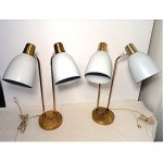 vintage pair mid-century brass lamps